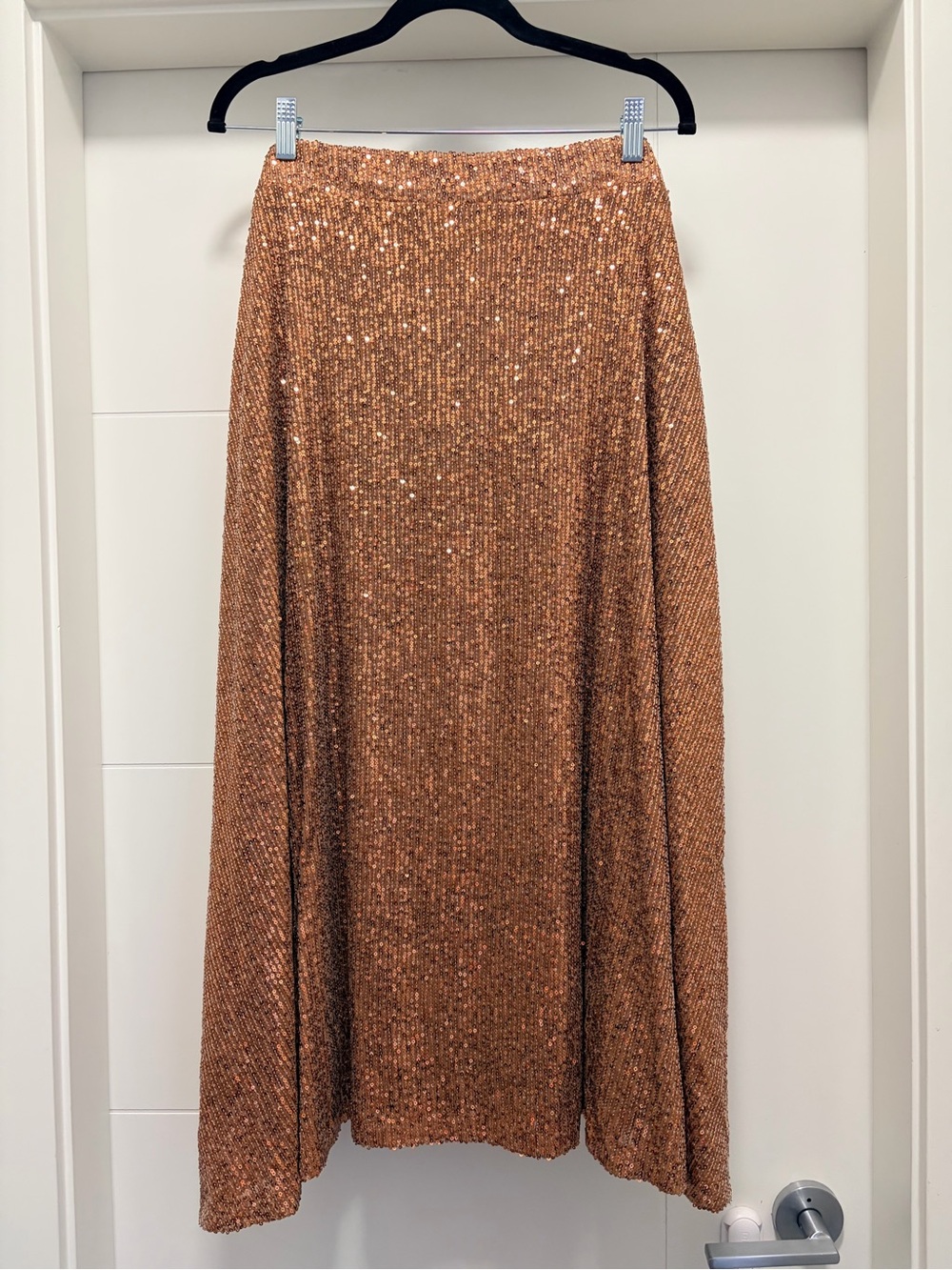 3X Isaac Mizrahi Copper Sequin Midi Skirt